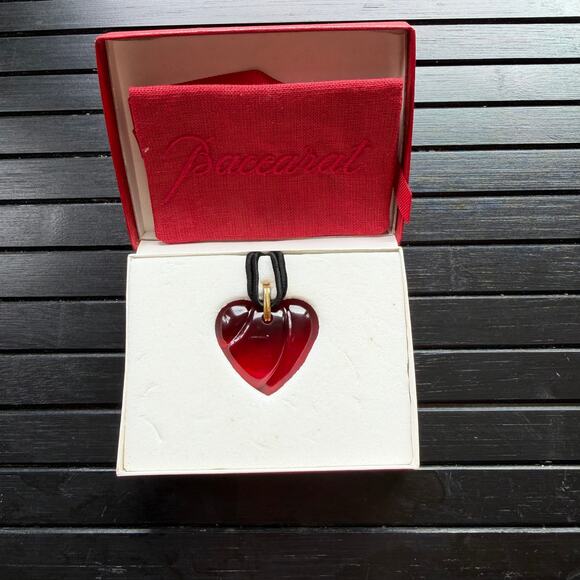 Baccarat Red Crystal Love Heart Gold Statement Necklace MINT - Picture 7 of 10